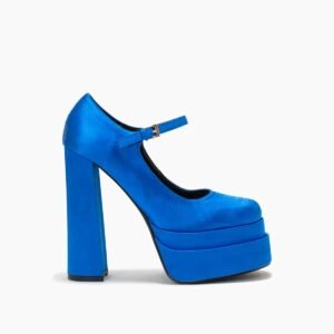 Buty na obcasie z satyny z podwójną platformą