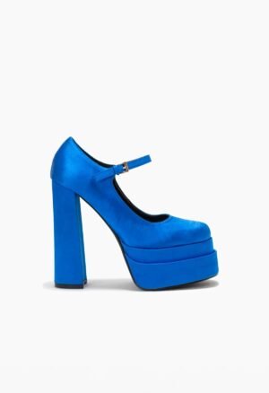 Buty na obcasie z satyny z podwójną platformą